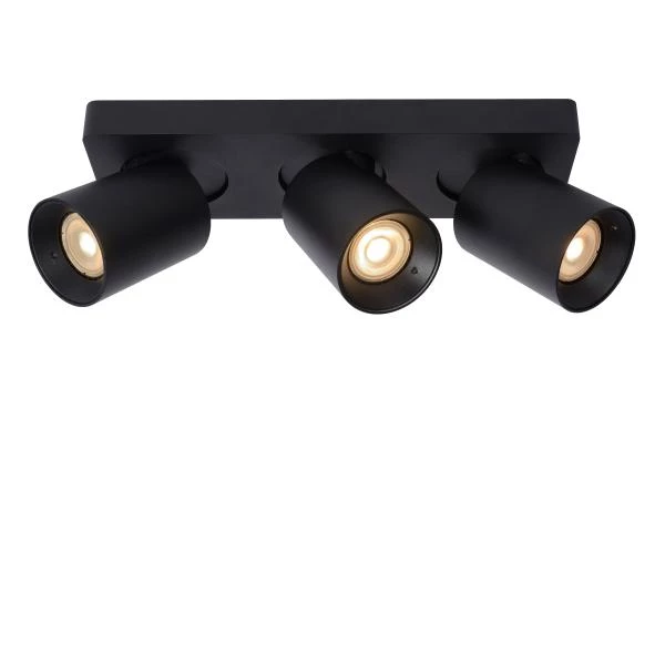 Lucide NIGEL - Spot plafond - LED Dim to warm - GU10 - 3x5W 2200K/3000K - Noir - détail 1